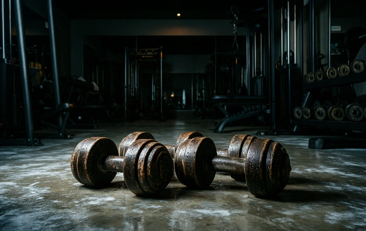Raw fitness environment with cinematic lighting